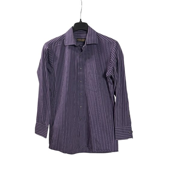 Donald J Trump Signature Collection Mens Striped Dress Shirt Purple 15.5 32/33 - Picture 1 of 5